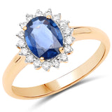 1.29 Carat Genuine Ruby and White Diamond 14K Yellow Gold Ring
