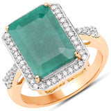 5.52 Carat Dyed Emerald and White Diamond 14K Yellow Gold Ring