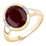 5.42 Carat Genuine Ruby and White Diamond 14K Yellow Gold Ring