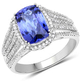 14K White Gold 3.86 carat Tanzanite and White Diamond Ring for Women