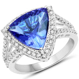 14K White Gold 5.34 ct. Genuine Tanzanite and White Diamond Ring for Women