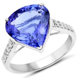 14K White Gold 5.16 Carat Genuine Tanzanite and White Diamond Ring