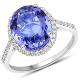 14K White Gold 4.82 ct. Genuine Tanzanite and White Diamond Ring