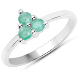 0.30 Carat Genuine Emerald .925 Sterling Silver Ring
