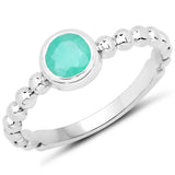 0.43 Carat Genuine Emerald .925 Sterling Silver Ring