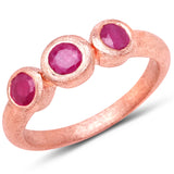 18K Rose Gold Plated 0.76 Carat Genuine Ruby .925 Sterling Silver Ring