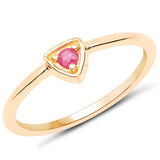 18K Yellow Gold Plated 0.08 Carat Genuine Ruby .925 Sterling Silver Ring