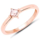 18K Rose Gold Plated 0.17 Carat Genuine Morganite .925 Sterling Silver Ring
