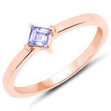 18K Rose Gold Plated 0.16 Carat Genuine Tanzanite .925 Sterling Silver Ring