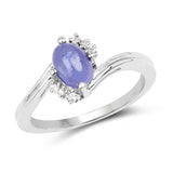 1.28 Carat Genuine Tanzanite and White Topaz .925 Sterling Silver Ring