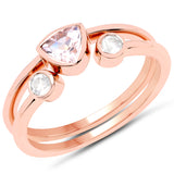 18K Rose Gold Plated 0.51 Carat Genuine Morganite and White Topaz .925 Sterling Silver Ring