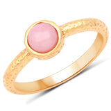 18K Yellow Gold Plated 0.60 Carat Genuine Pink Opal .925 Sterling Silver Ring