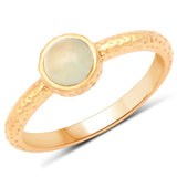 18K Yellow Gold Plated 0.57 Carat Genuine Prehnite .925 Sterling Silver Ring