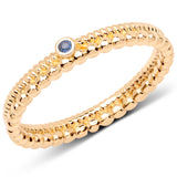 18K Yellow Gold Plated 0.02 Carat Genuine Blue Sapphire .925 Sterling Silver Ring