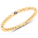 18K Yellow Gold Plated 0.03 Carat Genuine Blue Sapphire .925 Sterling Silver Ring