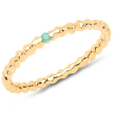 18K Yellow Gold Plated 0.02 ct. Genuine Emerald .925 Sterling Silver Ring