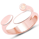 18K Rose Gold Plated 0.04 carat Genuine Ethiopian Opal .925 Sterling Silver Ring