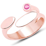 18K Rose Gold Plated 0.08 carat Genuine Ruby .925 Sterling Silver Ring