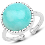 7.50 Carat Genuine Amazonite .925 Sterling Silver Ring
