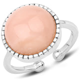 6.00 Carat Genuine Pink Opal .925 Sterling Silver Ring