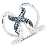 0.14 Carat Genuine Blue Diamond .925 Sterling Silver Ring