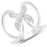 0.14 Carat Genuine White Diamond .925 Sterling Silver Ring
