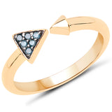 18K Yellow Gold Plated 0.05 ct. Genuine Blue Diamond .925 Sterling Silver Ring
