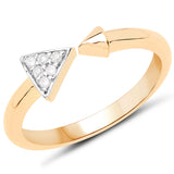 18K Yellow Gold Plated 0.05 Carat Genuine White Diamond .925 Sterling Silver Ring