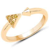 18K Yellow Gold Plated 0.05 Carat Genuine Yellow Diamond .925 Sterling Silver Ring