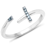 0.04 Carat Genuine Blue Diamond .925 Sterling Silver Ring