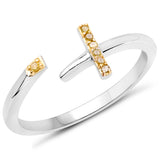 0.04 Carat Genuine Yellow Diamond .925 Sterling Silver Ring