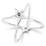 0.04 carat Genuine Blue Sapphire .925 Sterling Silver Ring