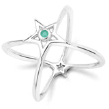 0.03 carat Genuine Emerald .925 Sterling Silver Ring