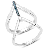 0.06 carat Genuine Blue Diamond .925 Sterling Silver Ring