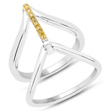 0.06 carat Genuine Yellow Diamond .925 Sterling Silver Ring