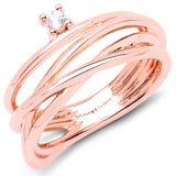 18K Rose Gold Plated 0.06 ct Genuine Morganite .925 Sterling Silver Ring for Women