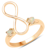18K Yellow Gold Plated 0.16 Carat Genuine Ethiopian Opal .925 Sterling Silver Ring