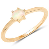18K Yellow Gold Plated 0.22 Carat Genuine Ethiopian Opal .925 Sterling Silver Ring