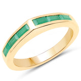 18K Yellow Gold Plated 0.72 Carat Genuine Emerald .925 Sterling Silver Ring