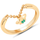 18K Yellow Gold Plated 0.03 Carat Genuine Emerald .925 Sterling Silver Ring
