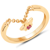 18K Yellow Gold Plated 0.05 Carat Genuine Ruby .925 Sterling Silver Ring