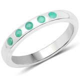 0.15 Carat Genuine Emerald .925 Sterling Silver Ring