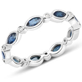 0.81 Carat Genuine Blue Sapphire and White Diamond .925 Sterling Silver Ring