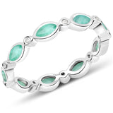 0.68 Carat Genuine Emerald and White Diamond .925 Sterling Silver Ring