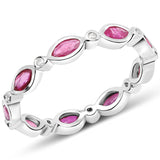 0.86 Carat Genuine Ruby and White Diamond .925 Sterling Silver Ring