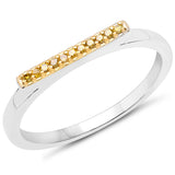 0.06 ct. Genuine Yellow Diamond .925 Sterling Silver Ring