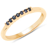 18K Yellow Gold Plated 0.14 Carat Genuine Blue Sapphire .925 Sterling Silver Ring