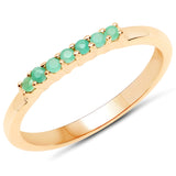 18K Yellow Gold Plated 0.12 Carat Genuine Emerald .925 Sterling Silver Ring