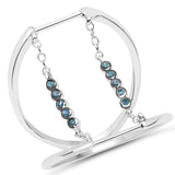 0.05 ct. Genuine Blue Diamond .925 Sterling Silver Ring for Women