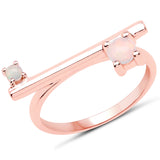 18K Rose Gold Plated 0.20 Carat Genuine Ethiopian Opal .925 Sterling Silver Ring